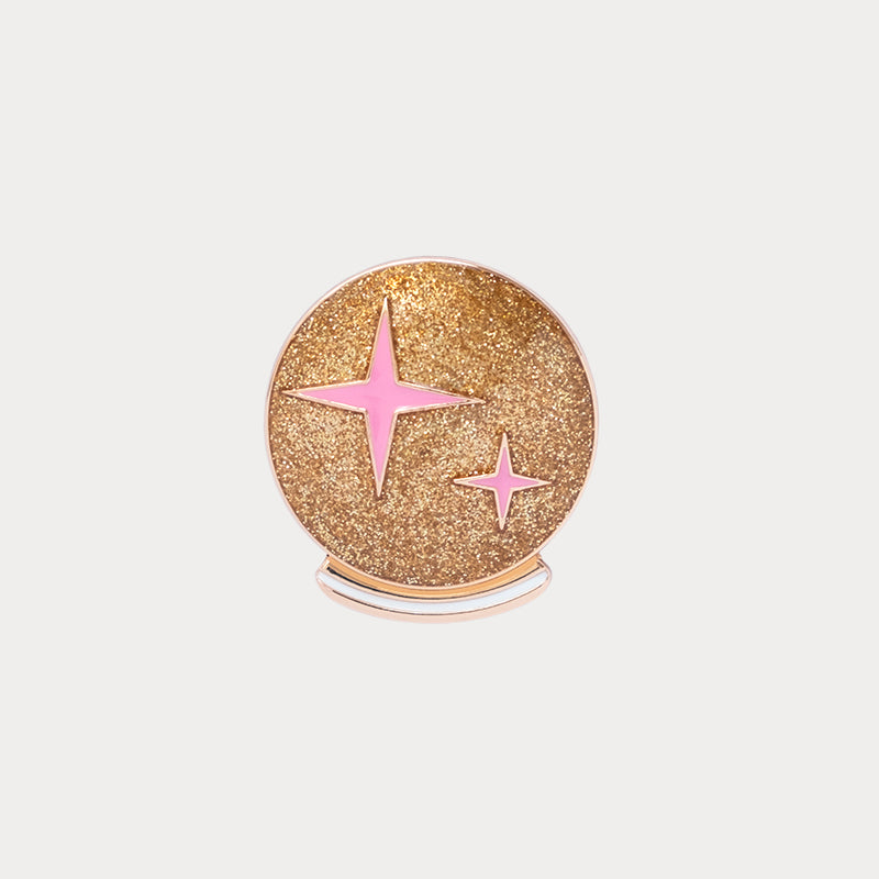 Jewel clip in gold crystal ball pink star