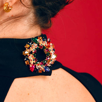  Jewel clip crown multicoloured rhinestones worn on collar
