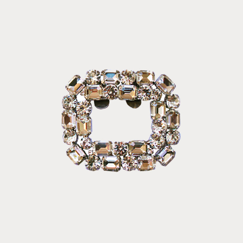 Square clip jewel with transparent rhinestones